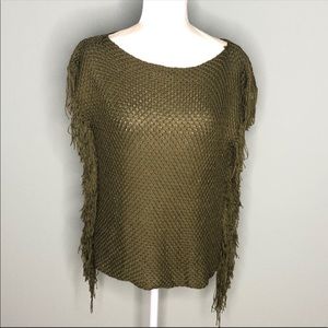 La Fee Maraboutee fringe camo green knit sweater